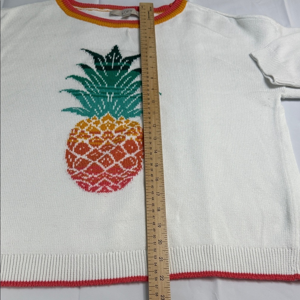LOFT White Sweater with Vibrant Pineapple Motif - Picture 4 of 7